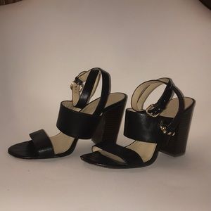 Coach black leather heel sandals